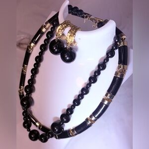 Monet  Black beaded Necklaces & earrings